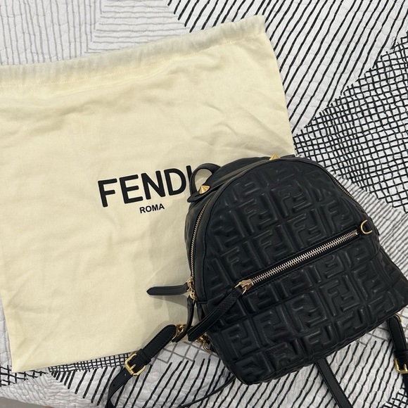 fendi backpack - mini Brown Cheetah Adjustable chain and leather shoulder straps Fendi Black Nylon Mini Monster